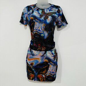 White Fox Butterfly Co-ord Set Mini Skirt Top Lace Colorful Y2K